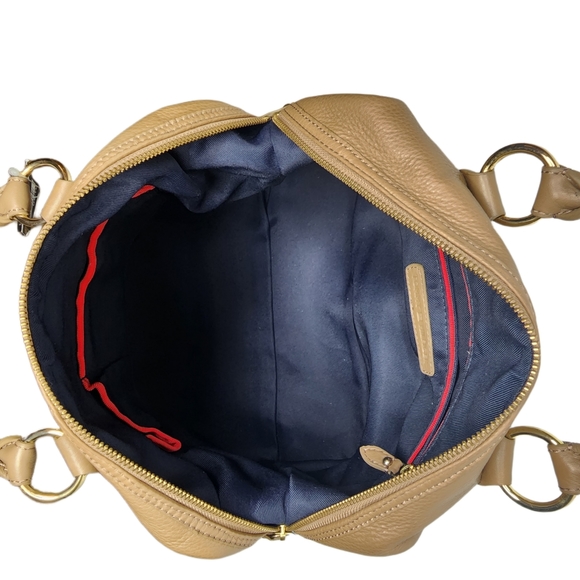 Tommy Hilfiger, Bowler Bag. Tan Pebbled Leather. VINTAGE! - Picture 10 of 13